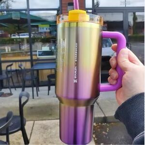 Stanley Multicolor Tumbler with Purple Handle